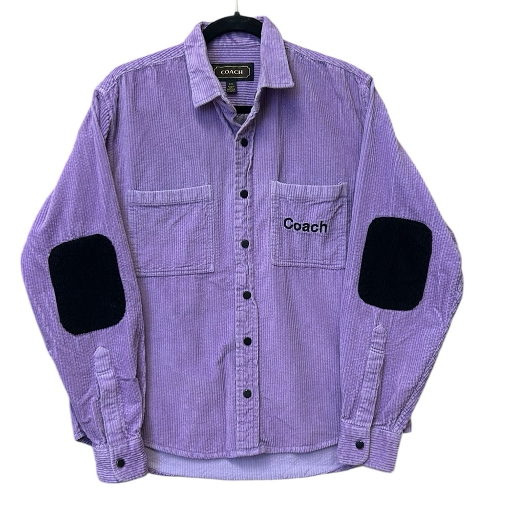 Coach Corduroy‎ Elbow Patch Button Down Shirt Shacket Purple/Black Women’s XXL